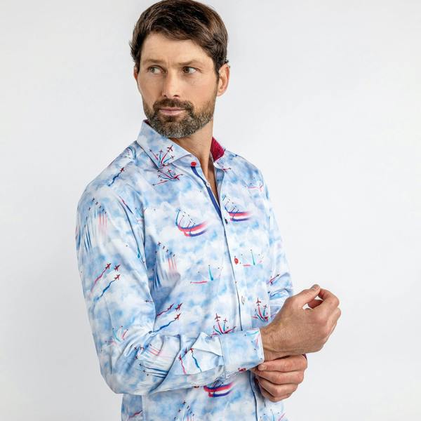 RED ARROW PLANES PRINT SHIRT – Premium Men's Patterned Shirt by Claudio Lugli | Bold Design, Tailored Fit, Best Printed Shirts
