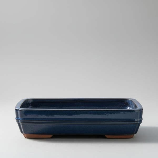 Yorkshire Bonsai 37cm Glazed Bonsai Pot | Rectangle | 37cm x 28cm x 9cm | Blue