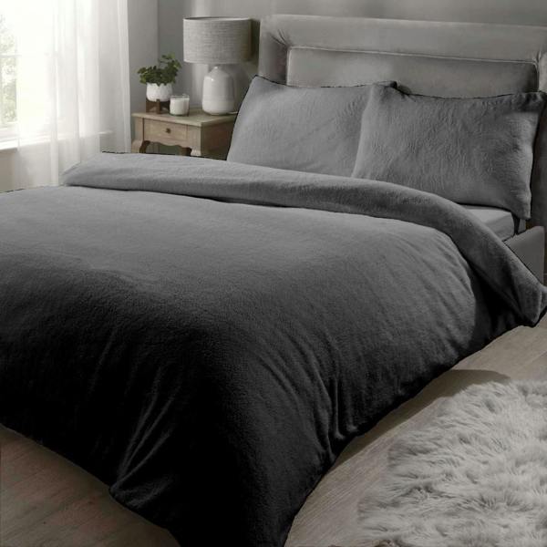 Fleece Charcoal Single Duvet Cover