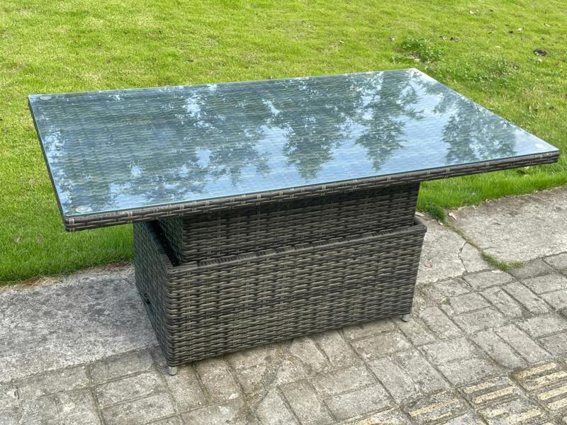 Fimous 9 Seater Rattan Outdoor Garden Furniture Lifting Adjustable Dining Table Sets, Love Sofa, 3 Seater Sofa, Footstools & Reclining Chairs