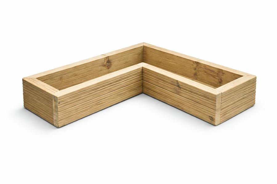 L-shaped decking corner planter 20cm wide 15cm high on white background
