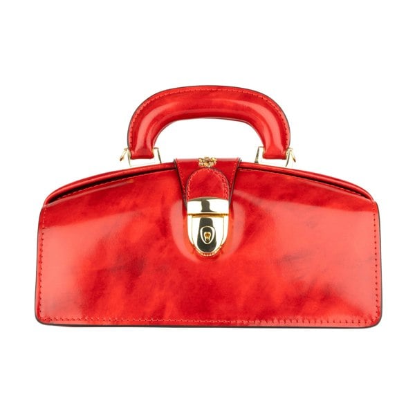 Embassy London Gazelle - Red - Top handle Italian leather bag with gold tone hardware