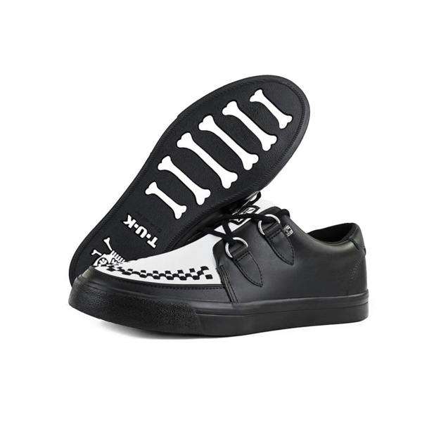 TUK Footwear TUK Pointed Creeper Sneaker Black White Leather Platform Shoes - A9180