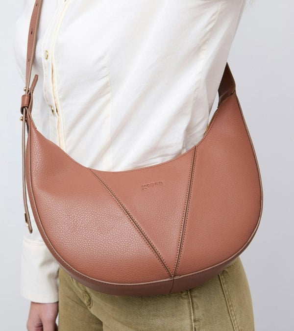 Votch River Vegan Bio-Based Bamboo Leather Hobo Bag in Brown