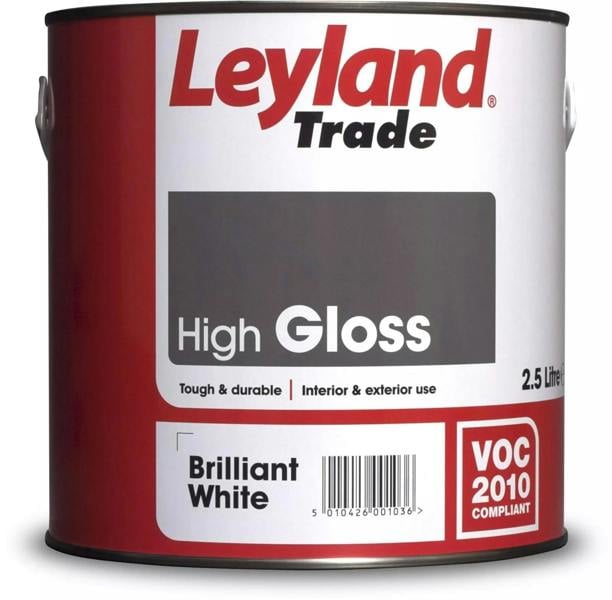 Leyland Trade High Gloss Paint Brilliant White 2.5L Pack of 2