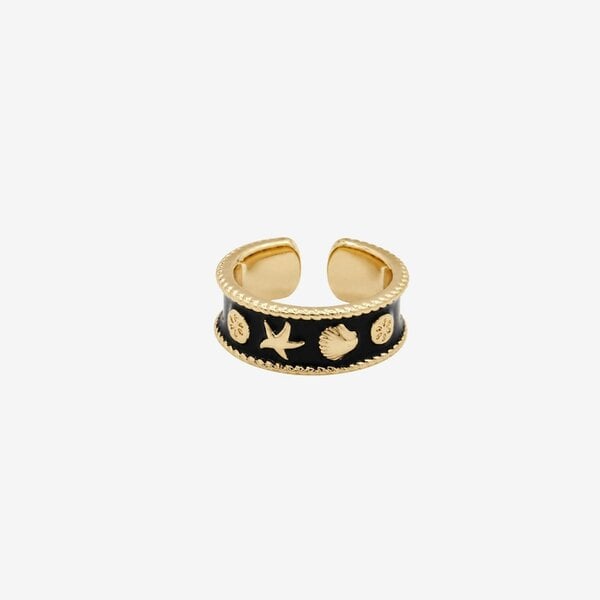 Uchi & Soto Kin Black and Gold Shell Ring