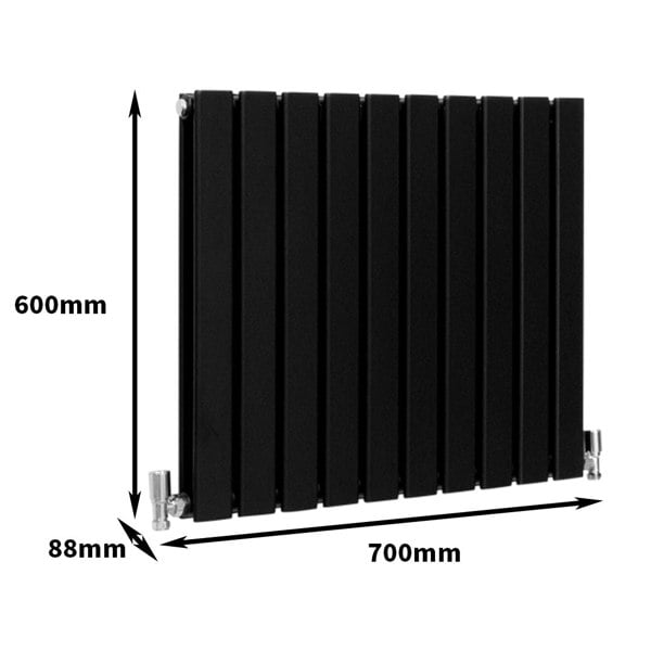 Designer Flat Panel Radiator - Matte Black (600mm x 700mm)