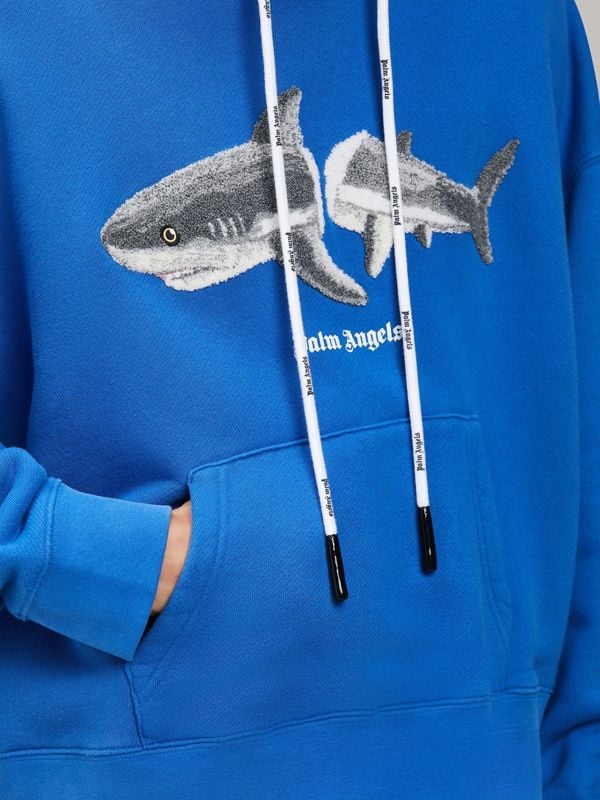 Palm Angels Shark Logo Hoodie - Bright Blue