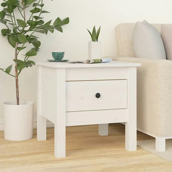 Berkfield Side Table White 40x40x39 cm Solid Wood Pine