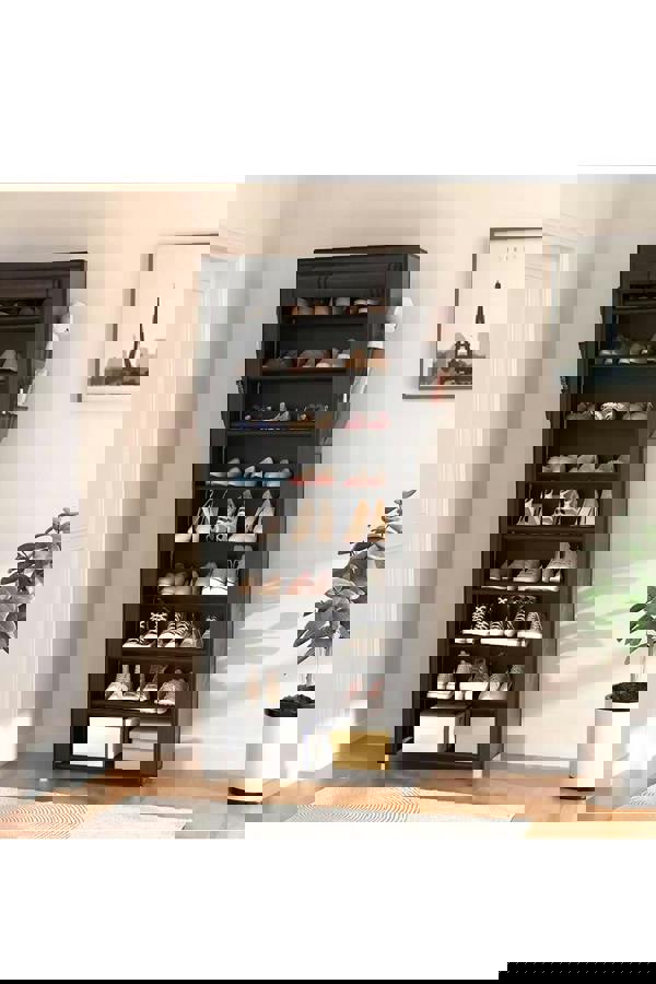 Living and Home 10 Tier Simple Dustproof Multi-Layer Fabric Storage Artifacts Shoe Rack w/ Door