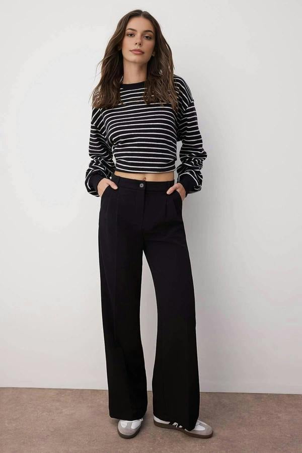 WOVCOR Pleated Wide Leg Woven Trousers