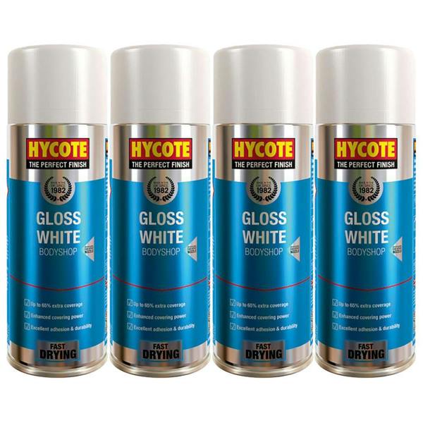 Hycote 4X Hycote Bodyshop Gloss White Spray Paint 400ml