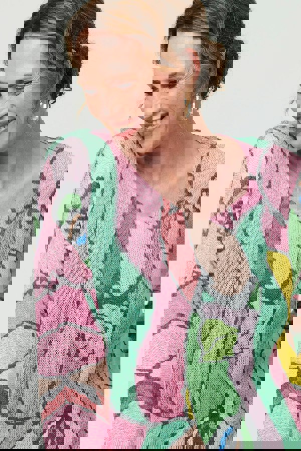 Pink | Abstract Long Sleeve Textured Top
