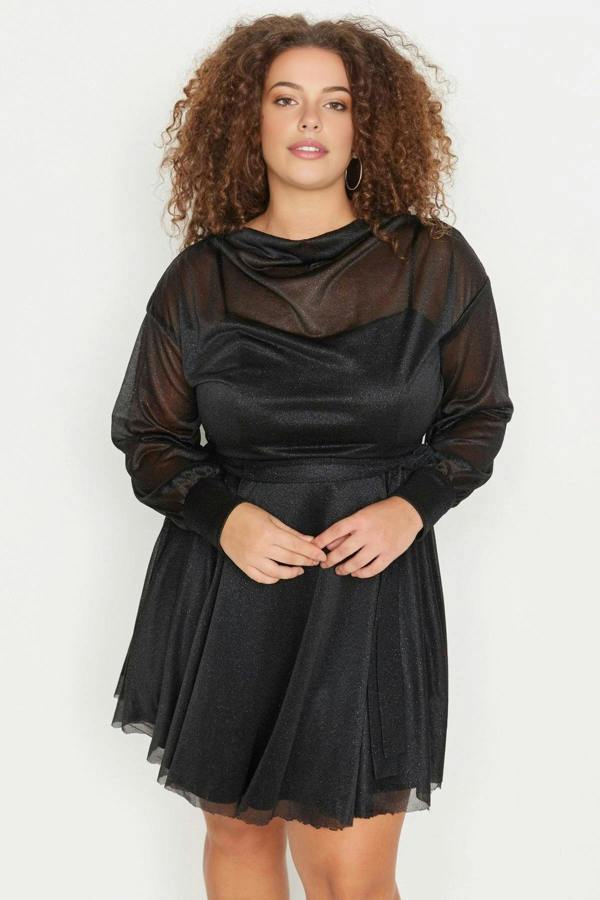 WOVCOR Skater Glitter Mini Knitted Dress