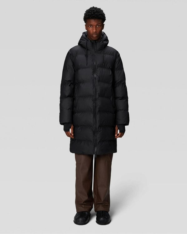 Rains Alta Long Unisex Puffer Jacket - 01 Black