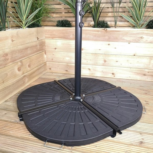 Samuel Alexander 4 Piece 14kg Black Hanging Banana Cantilever Garden Parasol Base Weights