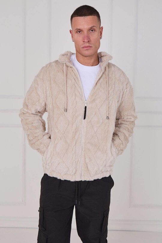 Luxe Textured Faux Fur Zip Jacket