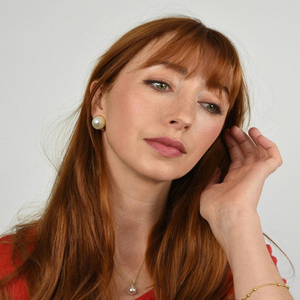 Cachet London Elan Pearl Gold Clip On Earrings
