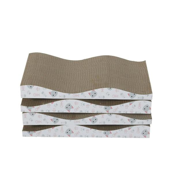 Skylos 4PCS Cat Scratching Board Cardboard Cat Scratcher Scratching Pad Lounge