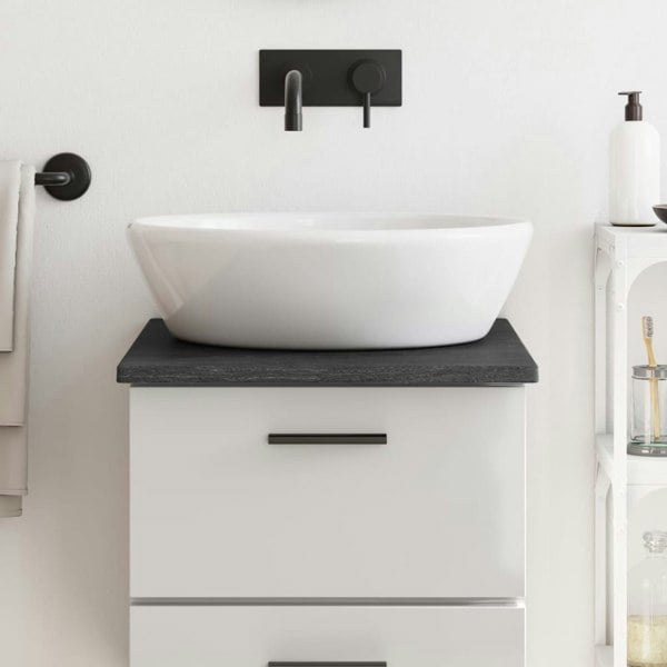 Berkfield Bathroom Countertop Dark Grey 40x60x2 cm Treated Solid Wood