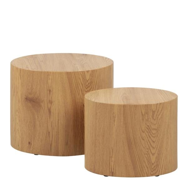 Wyld Haus Sendai Matt Natural Oak Effect Oval Coffee Table Set