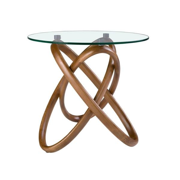 Angel Cerdá Round corner table in tempered glass and walnut 2126