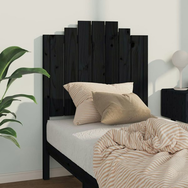 Berkfield Bed Headboard Black 81x4x110 cm Solid Wood Pine