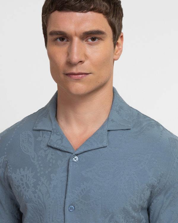 Steel & Jelly Kenton - Paisley Texture Jersey Short Sleeve Shirt
