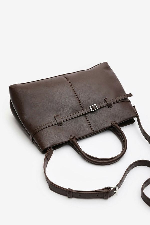 Where's That From Flores Luxury Structured Leather Tote Bag in Brown