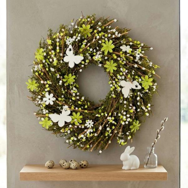 Garden Greatness Springtime Twig Floral Butterfly Wreath