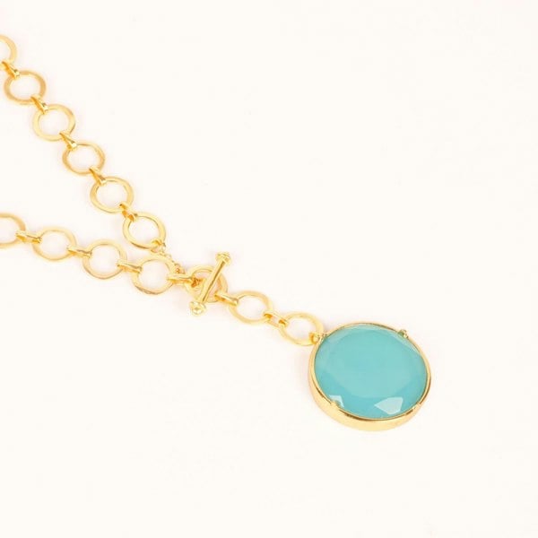 Lila Rasa London Blue Crystal Pendant With Loop Chain & T-Lock