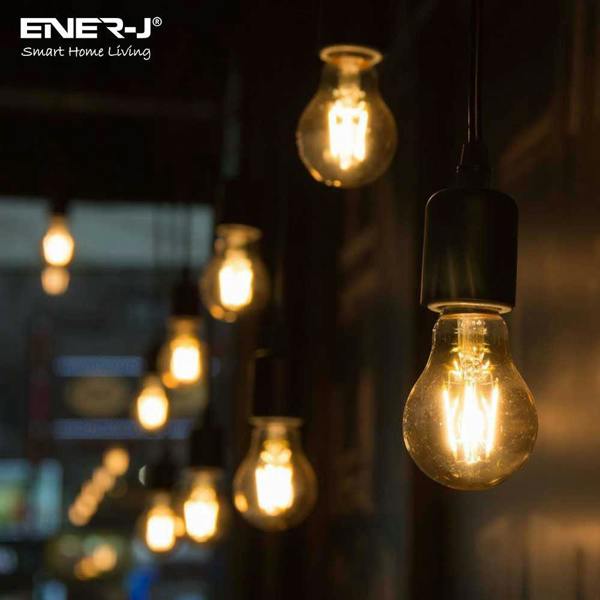 ENER-J Pack of 10 units, LED Classic B22 Bayonet Cap Light Bulbs, 6W Equivalent 60W, 660lm, Warm White 2700K, Filament Clear, Non Dimmable