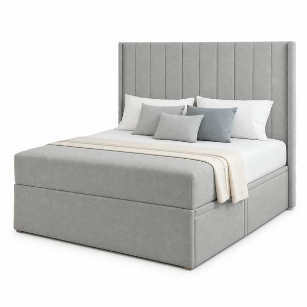 Great British Beds Sapphire Winged Divan Bed - Silver Plush