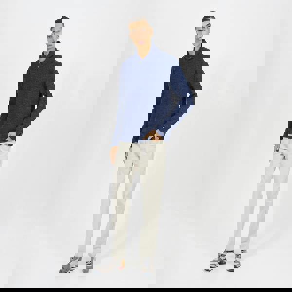 Brave Soul Navy Shawl Neck Textured Knit Jumper - Navy Image 3