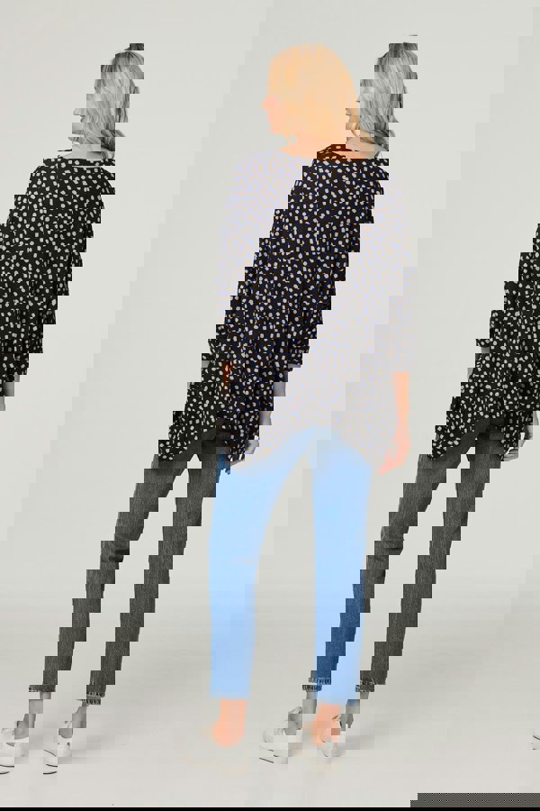 Navy | Polka Dot Oversize Blouse Top