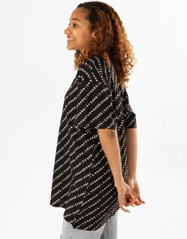 Barbie Womens Black Logo Oversized Short Sleeved T-Shirt