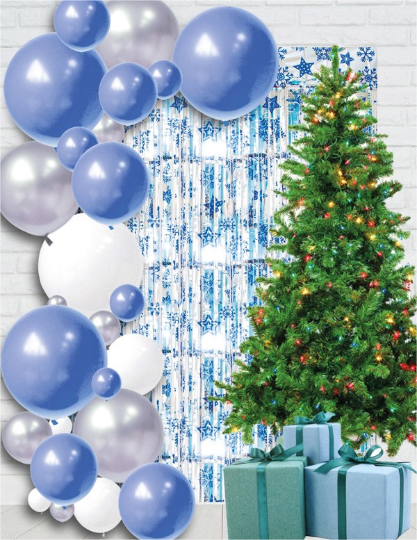 Cheetah Shimmer christmas Tinsel Curtain, 2M x 1M Blue