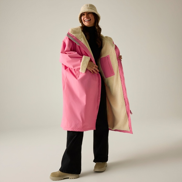 Regatta Unisex Adult Waterproof Fleece Lined Changing Robe - Pink Lemonade