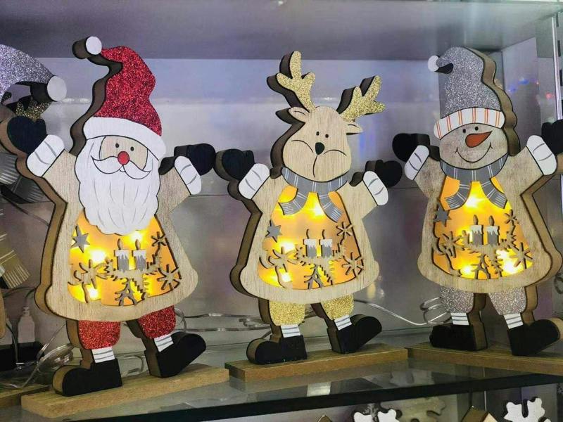 27cm Wooden LED Christmas Table Decorations in Santa, Reindeer and Snowman Shapes for Indoor Use image 3