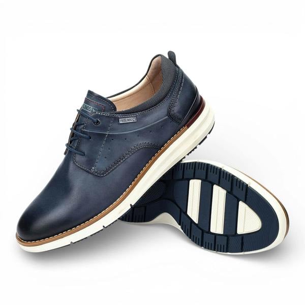 Pikolinos Men's Blue Leather Lace-Up Sneaker Trainers Shoes - Manacor