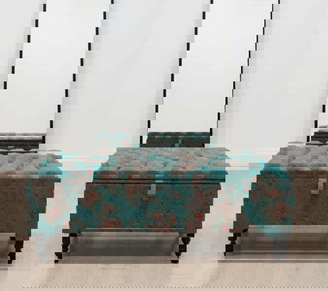 PREMIUM Teal Blue Floral Chenille - ISTOOLS