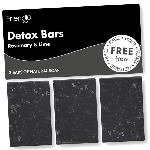 Friendly Soap 3 Pack - Natural Soap - Detox Bar - Activated Charcoal - Rosemary & Lime