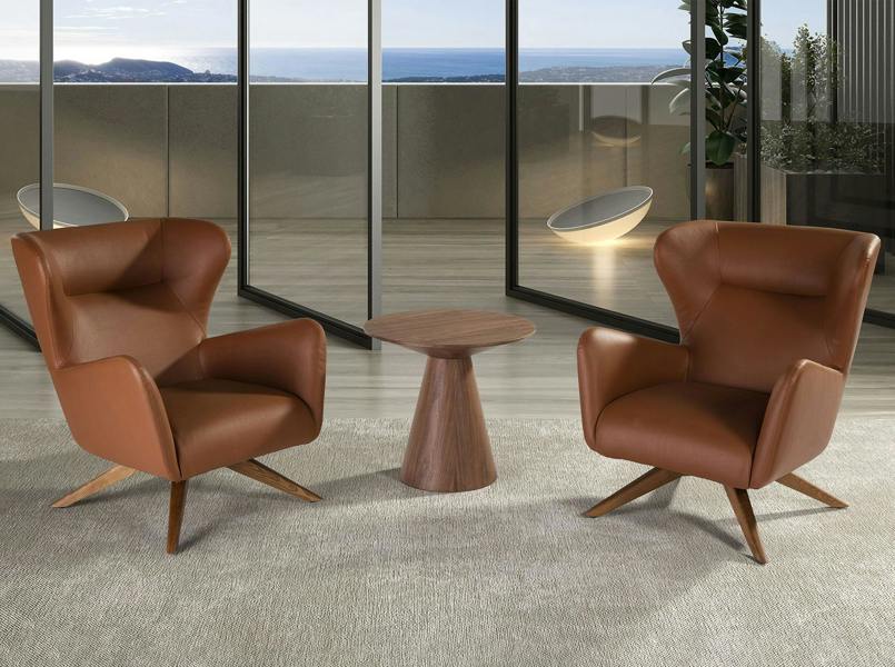 Angel Cerdá Round walnut corner table 2043