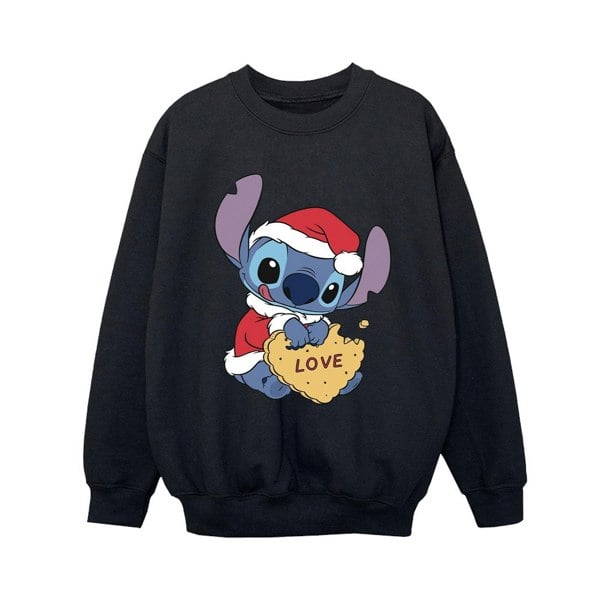 Disney Boys Lilo And Stitch Christmas Love Biscuit Sweatshirt - Black