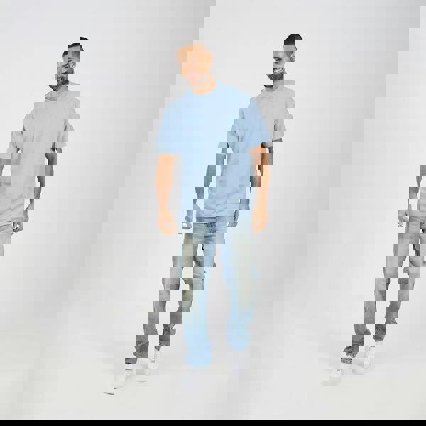 Brave Soul Blue Acid Wash Oversized T-shirt - Blue Image 3