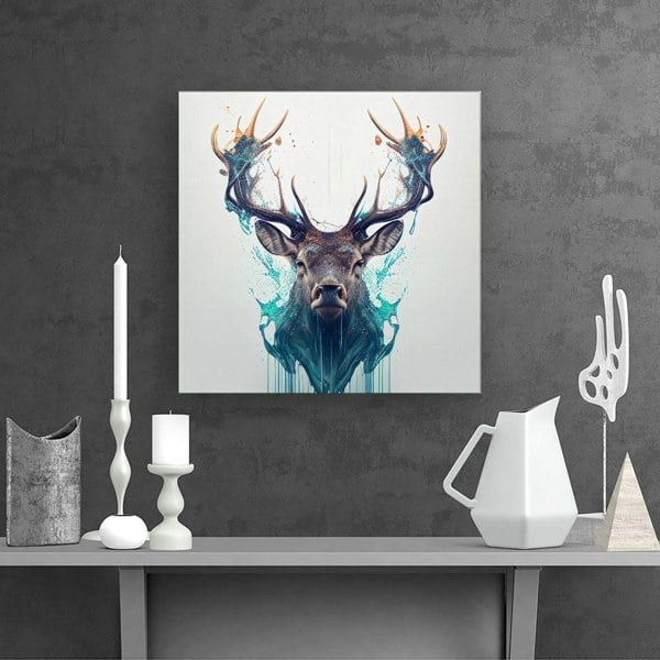 Warren Reed Stag Face Splashart Canvas