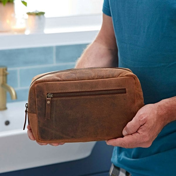 Paper High Buffalo Leather Wash Bag