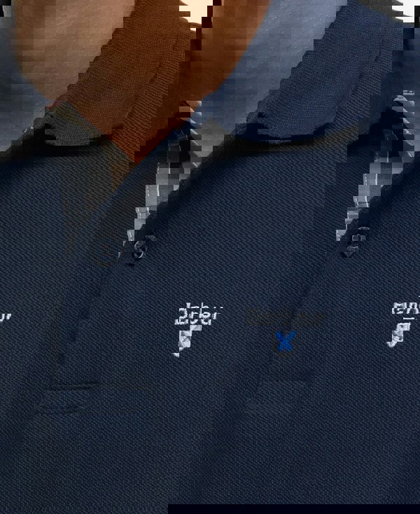 BARBOUR Tartan Pique Polo Shirt - Navy Blue