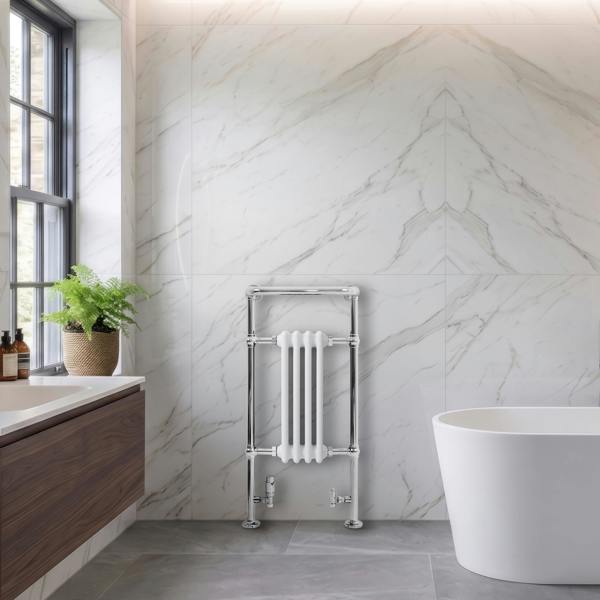 Monstershop Traditional Heated Towel Rail Radiator – 950mm x 480mm  – White