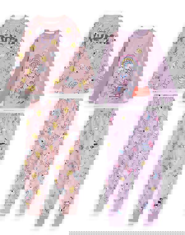 Peppa Pig Girls Multicoloured Character Long Sleeve Long Leg Pyjama Set